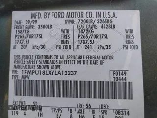2000 Ford Expedition Eddie Bauer with VIN 1FMPU18LXYLA13237, listed as a IAAI auction lot 42127324 with Not provided miles and . Bid and sale history available at DreamBid. Image 9.