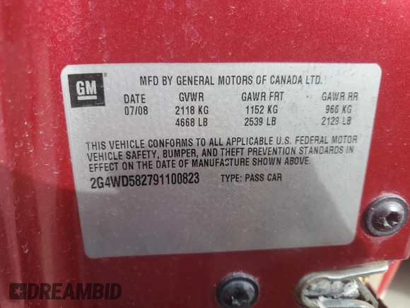 2009 Buick LaCrosse CXL with VIN 2G4WD582791100823, listed as a Copart auction lot 43461535 with 75,753 mi miles and Salvage Title. Bid and sale history available at carsss.com. Image 12.