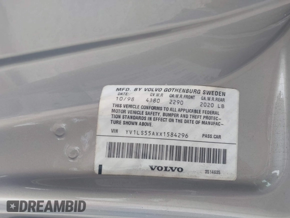 1999 Volvo S70 z VIN YV1LS55AXX1584296, wystawiony jako IAAI lot #41171386 z przebiegiem 163 872 mil mil oraz . Historia ofert i sprzedaży dostępna na DreamBid. Obrazek 9.