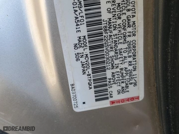 1997 Lexus ES 300 Luxury Sport Sdn with VIN JT8BF22G5V0030212, listed as a Copart auction lot 46041565 with 237,681 mi miles and Salvage Title. Bid and sale history available at carsss.com. Image 8.