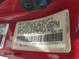 2013 Toyota Corolla L with VIN 5YFBU4EE1DP082051, listed as a IAAI auction lot 41976408 with 208,361 mi miles and . Bid and sale history available at DreamBid. Image 9.