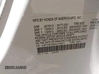 2019 Acura MDX Technology with VIN 5J8YD4H05KL014871, listed as a IAAI auction lot 42169738 with 96,599 mi miles and . Bid and sale history available at DreamBid. Image 9.