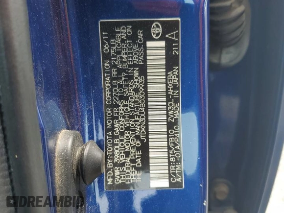 2011 Toyota Prius I z VIN JTDKN3DU4B0309935, wystawiony jako Copart lot #59959075 z przebiegiem 228 029 mil mil oraz Czysty tytuł • Clean title. Historia ofert i sprzedaży dostępna na DreamBid. Obrazek 12.