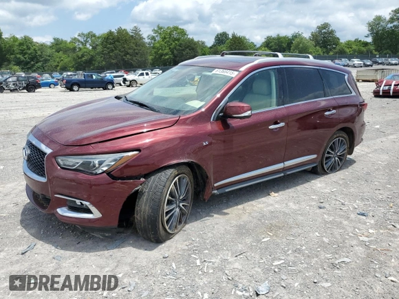 2020 Infiniti QX60 Luxe with VIN 5N1DL0MM5LC501051, listed as a Copart auction lot 61368415 with 91,558 mi miles and Salvage title. Bid and sale history available at DreamBid. Image 1.