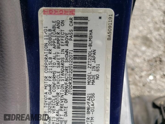 2002 Toyota Celica GT with VIN JTDDR32T220122071, listed as a Copart auction lot 50507934 with 206,473 mi miles and Salvage Title. Bid and sale history available at carsss.com. Image 13.
