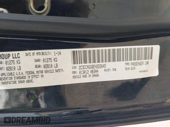 2014 Chrysler 300 S z VIN 2C3CCAGG8EH222645, wystawiony jako IAAI lot #42381766 z przebiegiem 254 710 mil mil oraz . Historia ofert i sprzedaży dostępna na DreamBid. Obrazek 9.