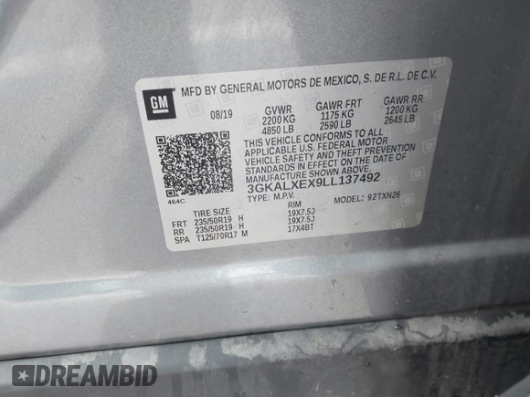 2020 GMC Terrain Denali with VIN 3GKALXEX9LL137492, listed as a IAAI auction lot 42126393 with 47,075 mi miles and . Bid and sale history available at DreamBid. Image 9.