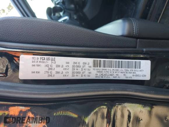 2020 Dodge Durango SXT Plus with VIN 1C4RDJAG7LC146671, listed as a Copart auction lot 46062095 with 35,601 mi miles and Salvage Title. Bid and sale history available at DreamBid. Image 13.