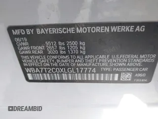 2020 BMW 7 Series 740i with VIN WBA7T2C0XLGL17774, listed as a IAAI auction lot 42278067 with 100,465 mi miles and . Bid and sale history available at DreamBid. Image 9.