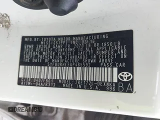 2016 Toyota Corolla L with VIN 5YFBURHE5GP485592, listed as a IAAI auction lot 41930690 with 121,861 mi miles and . Bid and sale history available at DreamBid. Image 9.