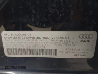 2012 Audi A8 with VIN WAUAVAFD3CN009835, listed as a IAAI auction lot 41816293 with Not provided miles and . Bid and sale history available at DreamBid. Image 9.