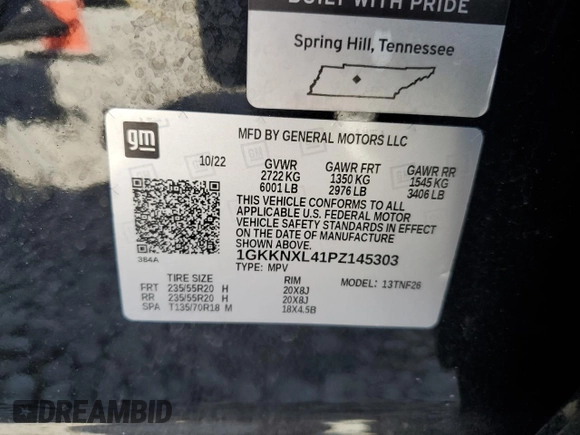 2023 GMC Acadia Denali z VIN 1GKKNXL41PZ145303, wystawiony jako Copart lot #69679514 z przebiegiem 9 099 mil mil oraz Szkoda całkowita • Salvage title. Historia ofert i sprzedaży dostępna na DreamBid. Obrazek 13.