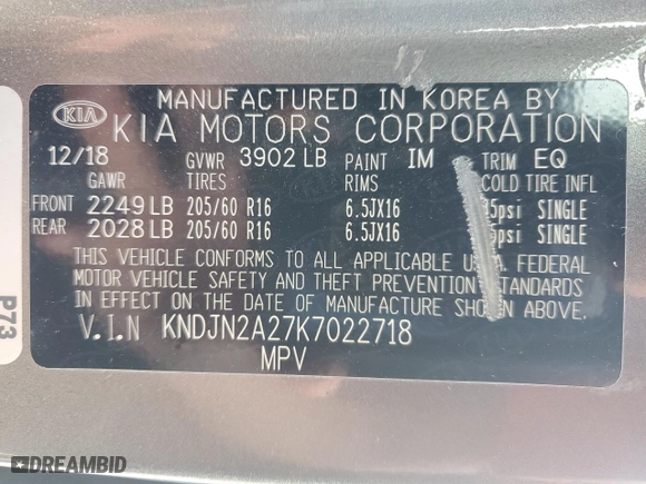 2019 Kia Soul with VIN KNDJN2A27K7022718, listed as a Copart auction lot 46277565 with 45,227 mi miles and Salvage Title. Bid and sale history available at carsss.com. Image 13.