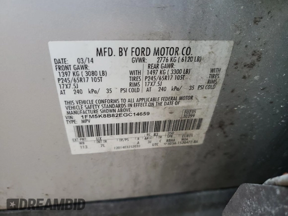 2014 Ford Explorer with VIN 1FM5K8B82EGC14659, listed as a Copart auction lot 50725665 with 100,951 mi miles and Salvage Title. Bid and sale history available at carsss.com. Image 13.