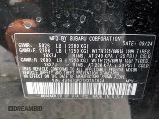 2025 Subaru Outback Touring XT with VIN 4S4BTGPD1S3151024, listed as a Copart auction lot 86344884 with 7,727 mi miles and Salvage Title. Bid and sale history available at carsss.com. Image 13.