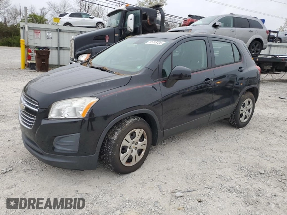 2016 Chevrolet Trax LS with VIN KL7CJKSB4GB708283, listed as a Copart auction lot 52745795 with 120,583 mi miles and Clean Title. Bid and sale history available at carsss.com. Image 1.