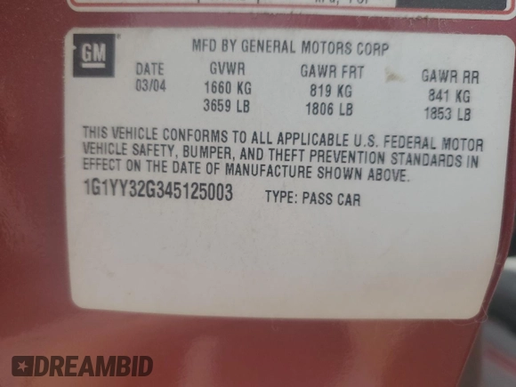 2004 Chevrolet Corvette with VIN 1G1YY32G345125003, listed as a Copart auction lot 67078464 with 0 mi miles and Salvage Title. Bid and sale history available at carsss.com. Image 13.