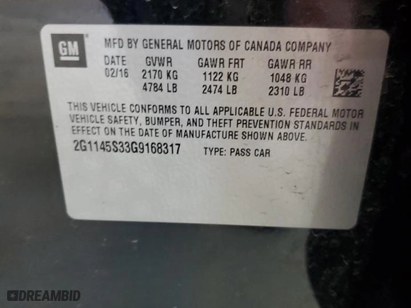 2016 Chevrolet Impala LTZ with VIN 2G1145S33G9168317, listed as a Copart auction lot 54200415 with 188,134 mi miles and Clean Title. Bid and sale history available at carsss.com. Image 12.