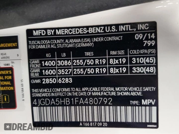 2015 Mercedes-Benz M 350 z VIN 4JGDA5HB1FA480792, wystawiony jako Copart lot #58862055 z przebiegiem 149 190 mil mil oraz Szkoda całkowita • Salvage title. Historia ofert i sprzedaży dostępna na DreamBid. Obrazek 13.