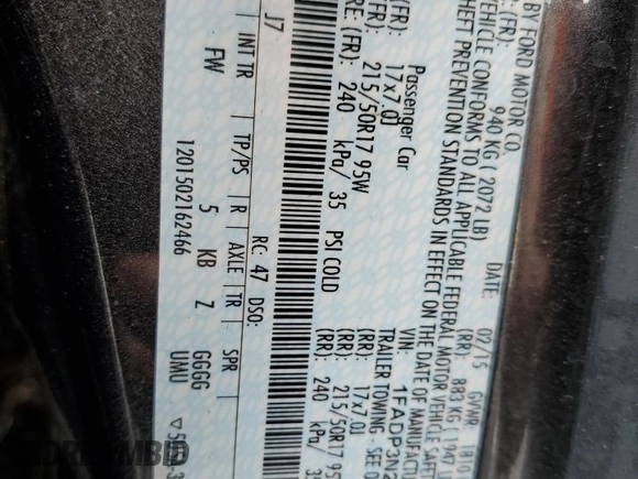 2015 Ford Focus Titanium z VIN 1FADP3N28FL239706, wystawiony jako Copart lot #62478895 z przebiegiem 143 536 mil mil oraz Szkoda całkowita • Salvage title. Historia ofert i sprzedaży dostępna na DreamBid. Obrazek 13.