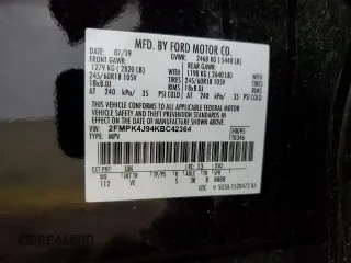 2019 Ford Edge SEL with VIN 2FMPK4J94KBC42364, listed as a Copart auction lot 56460675 with 32,154 mi miles and Salvage title. Bid and sale history available at DreamBid. Image 14.