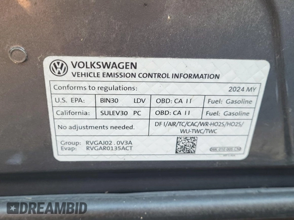 2024 Volkswagen Tiguan SE z VIN 3VV3B7AX0RM107010, wystawiony jako IAAI lot #42845198 z przebiegiem 22 903 mil mil oraz . Historia ofert i sprzedaży dostępna na DreamBid. Obrazek 9.