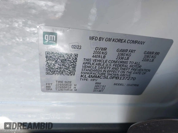 2023 Buick Encore GX Preferred z VIN KL4MMCSL0PB137270, wystawiony jako IAAI lot #41499985 z przebiegiem 26 825 mil mil oraz . Historia ofert i sprzedaży dostępna na DreamBid. Obrazek 9.