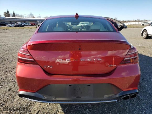 2023 Genesis G70 2.0T with VIN KMTG34TA1PU123716, listed as a Copart auction lot 44340295 with 26,963 mi miles and Salvage Title. Bid and sale history available at carsss.com. Image 6.