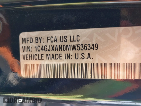 2021 Jeep Wrangler 80th Anniversary with VIN 1C4GJXAN0MW536349, listed as a IAAI auction lot 41672765 with 75,924 mi miles and . Bid and sale history available at DreamBid. Image 9.