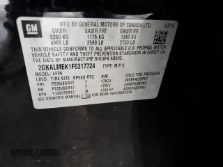 2015 GMC Terrain SLE z VIN 2GKALMEK1F6317724, wystawiony jako Copart lot #60283075 z przebiegiem 118 308 mil mil oraz Szkoda całkowita • Salvage title. Historia ofert i sprzedaży dostępna na DreamBid. Obrazek 12.
