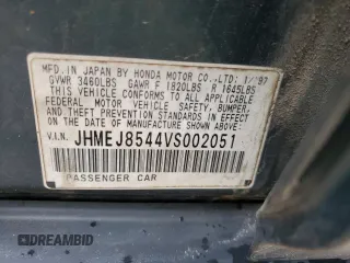 1997 Honda Civic с VIN JHMEJ8544VS002051, выставлен на аукционе Copart как лот 58399195 с пробегом 239 283 миль миль и Списание • Salvage title. История ставок и продаж доступна на DreamBid. Изображение 12.