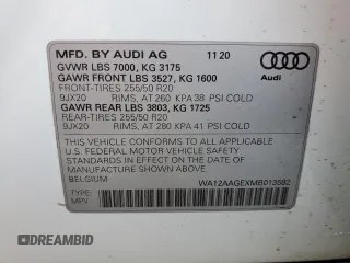 2021 Audi e-tron Sportback S line Premium Plus z VIN WA12AAGEXMB013582, wystawiony jako Copart lot #69440302 z przebiegiem 17 876 mil mil oraz . Historia ofert i sprzedaży dostępna na DreamBid. Obrazek 12.
