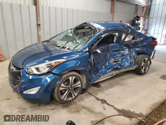 2014 Hyundai Elantra Coupe with VIN KMHDH6AH4EU028624, listed as a Copart auction lot 56992494 with 0 mi miles and Salvage Title. Bid and sale history available at carsss.com. Image 1.