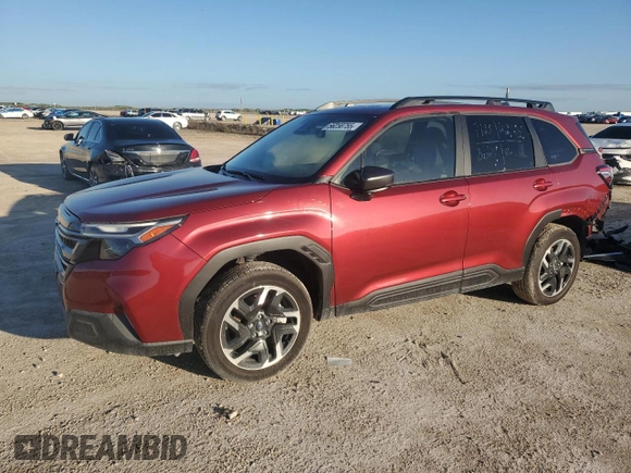 2025 Subaru Forester Limited z VIN JF2SLDRC5SH489571, wystawiony jako Copart lot #56258755 z przebiegiem 226 mil mil oraz Szkoda całkowita • Salvage title. Historia ofert i sprzedaży dostępna na DreamBid. Obrazek 1.