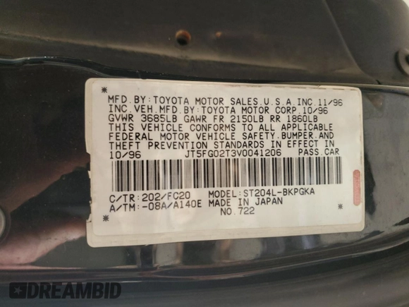 1997 Toyota Celica GT z VIN JT5FG02T3V0041206, wystawiony jako Copart lot #54601725 z przebiegiem 198 685 mil mil oraz Szkody całkowita. Historia ofert i sprzedaży dostępna na DreamBid. Obrazek 13.