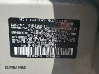 2017 Subaru Crosstrek Limited z VIN JF2GPANCXHH228105, wystawiony jako Copart lot #52255415 z przebiegiem 96 419 mil mil oraz Szkoda całkowita • Salvage title. Historia ofert i sprzedaży dostępna na DreamBid. Obrazek 15.