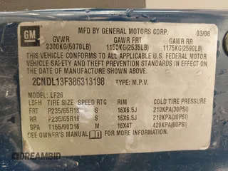 2008 Chevrolet Equinox LS with VIN 2CNDL13F386313198, listed as a IAAI auction lot 41684305 with 123,683 mi miles. Bid and sale history available at carsss.com. Image 9.