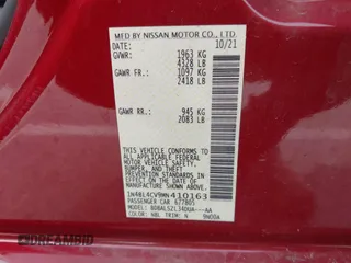 2021 Nissan Altima SR with VIN 1N4BL4CV9MN410163, listed as a IAAI auction lot 41856325 with 56,903 mi miles and . Bid and sale history available at carsss.com. Image 9.