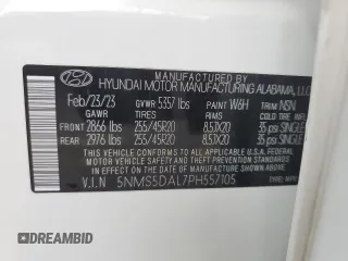 2023 Hyundai Santa Fe Calligraphy с VIN 5NMS5DAL7PH557105, выставлен на аукционе Copart как лот 62809315 с пробегом Не указан миль и Чистый • Clean title. История ставок и продаж доступна на DreamBid. Изображение 12.