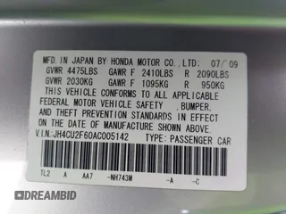 2010 Acura TSX z VIN JH4CU2F60AC005142, wystawiony jako IAAI lot #42408667 z przebiegiem 188 081 mil mil oraz . Historia ofert i sprzedaży dostępna na DreamBid. Obrazek 9.