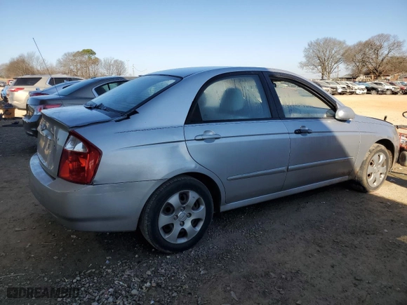 2006 Kia Spectra EX with VIN KNAFE121865247735, listed as a Copart auction lot 46582195 with NaN miles and Salvage Title. Bid and sale history available at carsss.com. Image 3.