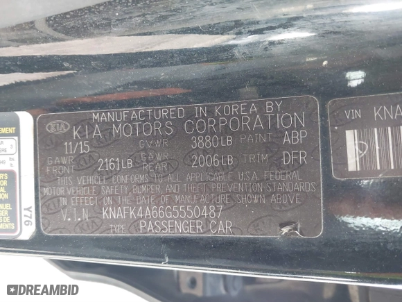 2016 Kia Forte LX with VIN KNAFK4A66G5550487, listed as a IAAI auction lot 41709092 with 139,609 mi miles. Bid and sale history available at carsss.com. Image 9.