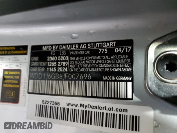2018 Mercedes-Benz E-Class E 400 with VIN WDD1J6GB8JF007696, listed as a Copart auction lot 45829433 with 59,171 mi miles. Bid and sale history available at carsss.com. Image 15.