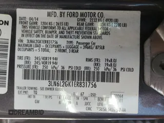 2014 Lincoln MKZ with VIN 3LN6L2GK1ER831756, listed as a Copart auction lot 49974955 with 190,434 mi miles and Salvage Title. Bid and sale history available at carsss.com. Image 12.