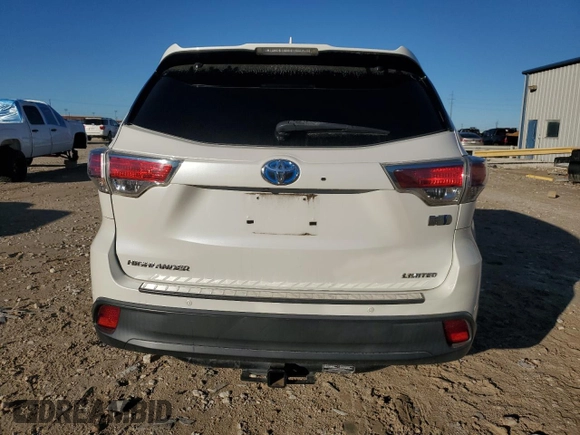 2015 Toyota Highlander Hybrid Limited with VIN 5TDDCRFH4FS007775, listed as a Copart auction lot 86442554 with 0 mi miles and Salvage Title. Bid and sale history available at carsss.com. Image 6.