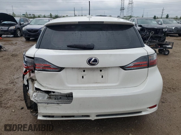 2012 Lexus CT 200h with VIN JTHKD5BH3C2086716, listed as a Copart auction lot 59615095 with 169,104 mi miles and Salvage title. Bid and sale history available at DreamBid. Image 6.