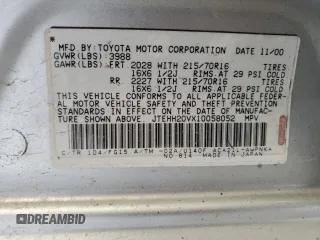 2001 Toyota RAV4 с VIN JTEHH20VX10058052, выставлен на аукционе Copart как лот 60504445 с пробегом 132 953 миль миль и Чистый • Clean title. История ставок и продаж доступна на DreamBid. Изображение 13.
