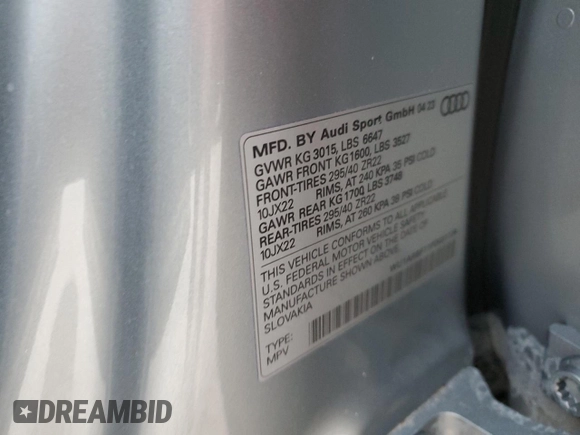 2023 Audi RS Q8 z VIN WU1ARBF11PD031124, wystawiony jako Copart lot #75312284 z przebiegiem 2 673 mil mil oraz Szkoda całkowita • Salvage title. Historia ofert i sprzedaży dostępna na DreamBid. Obrazek 13.