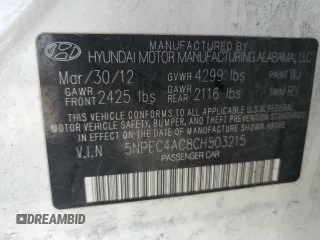 2012 Hyundai Sonata Limited z VIN 5NPEC4AC8CH503215, wystawiony jako Copart lot #53364675 z przebiegiem 155 670 mil mil oraz Szkoda całkowita • Salvage title. Historia ofert i sprzedaży dostępna na DreamBid. Obrazek 12.