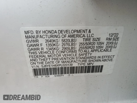 2023 Acura MDX w/Advance Package with VIN 5J8YE1H8XPL020139, listed as a Copart auction lot 58213504 with 0 mi miles and Salvage Title. Bid and sale history available at carsss.com. Image 12.